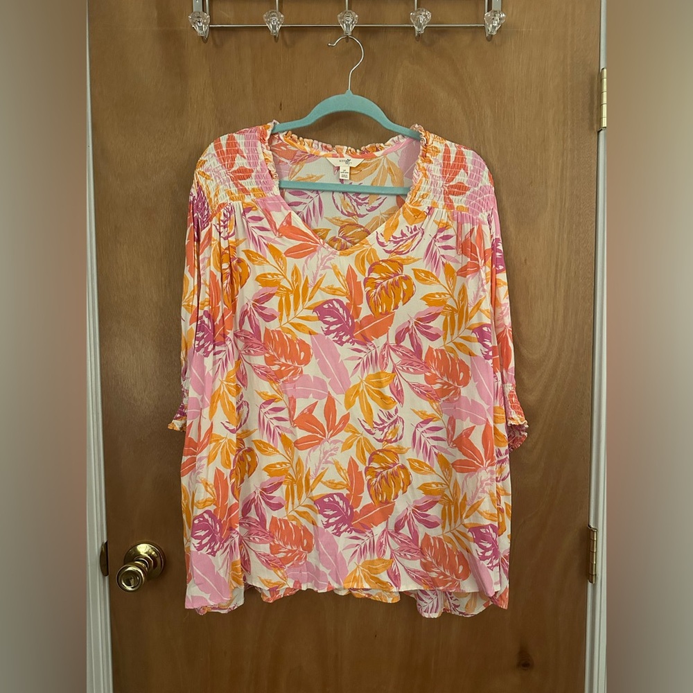 Plus Size Floral Blouse, Size 3X